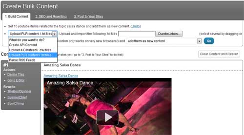 Drupal and Joomla bulk content autoposting screen