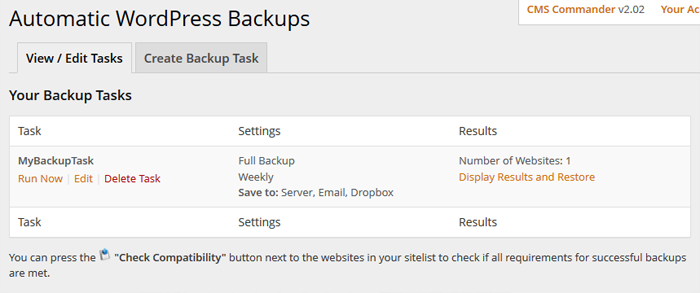 Bulk WP automatic backup task creation