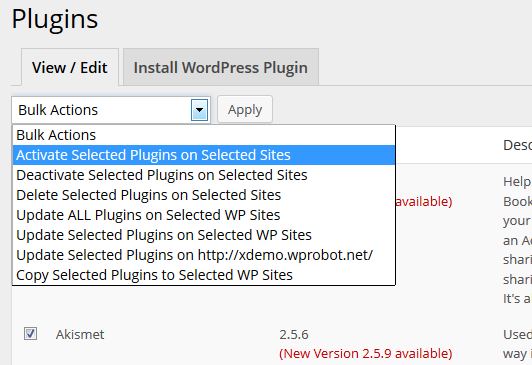 Activate WordPress plugin on many sites