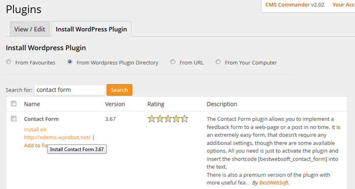 Install WP plugin to many sites